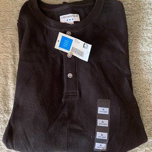 LAST CHANCE!!   Men's Waffle Knit Henley (Brown)